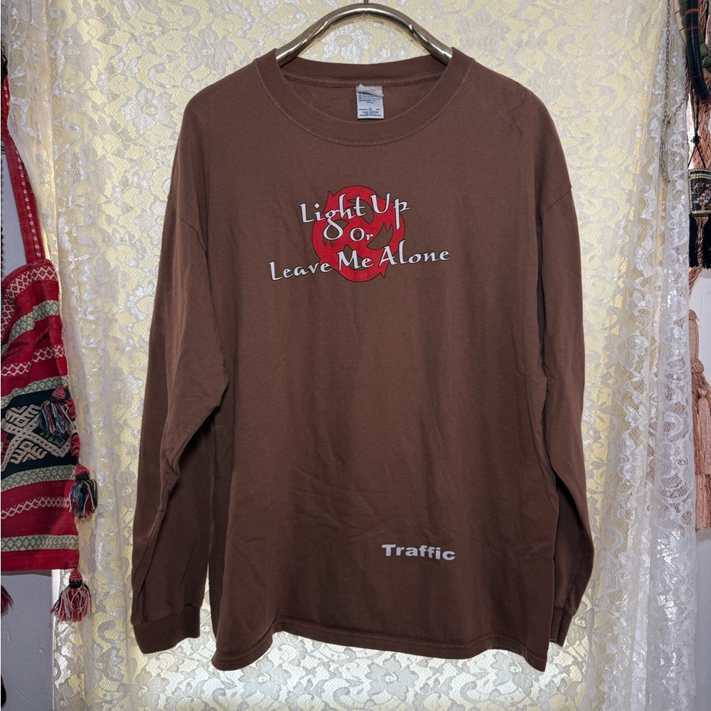 Vintage 90s Traffic Brown Long Sleeve Tee shirt XL like new Hippie Boho